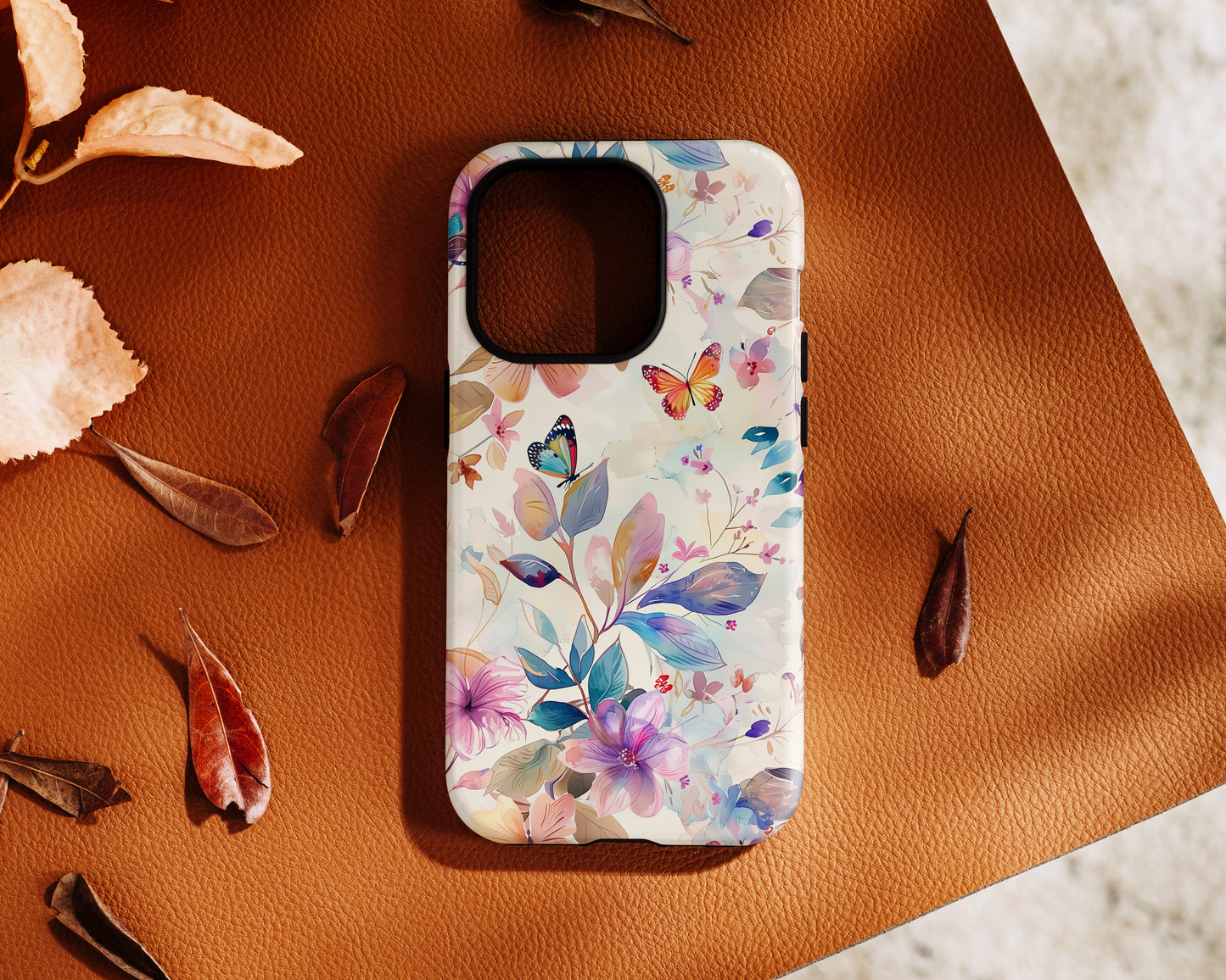 Butterflies Floral Watercolour Design iPhone Case