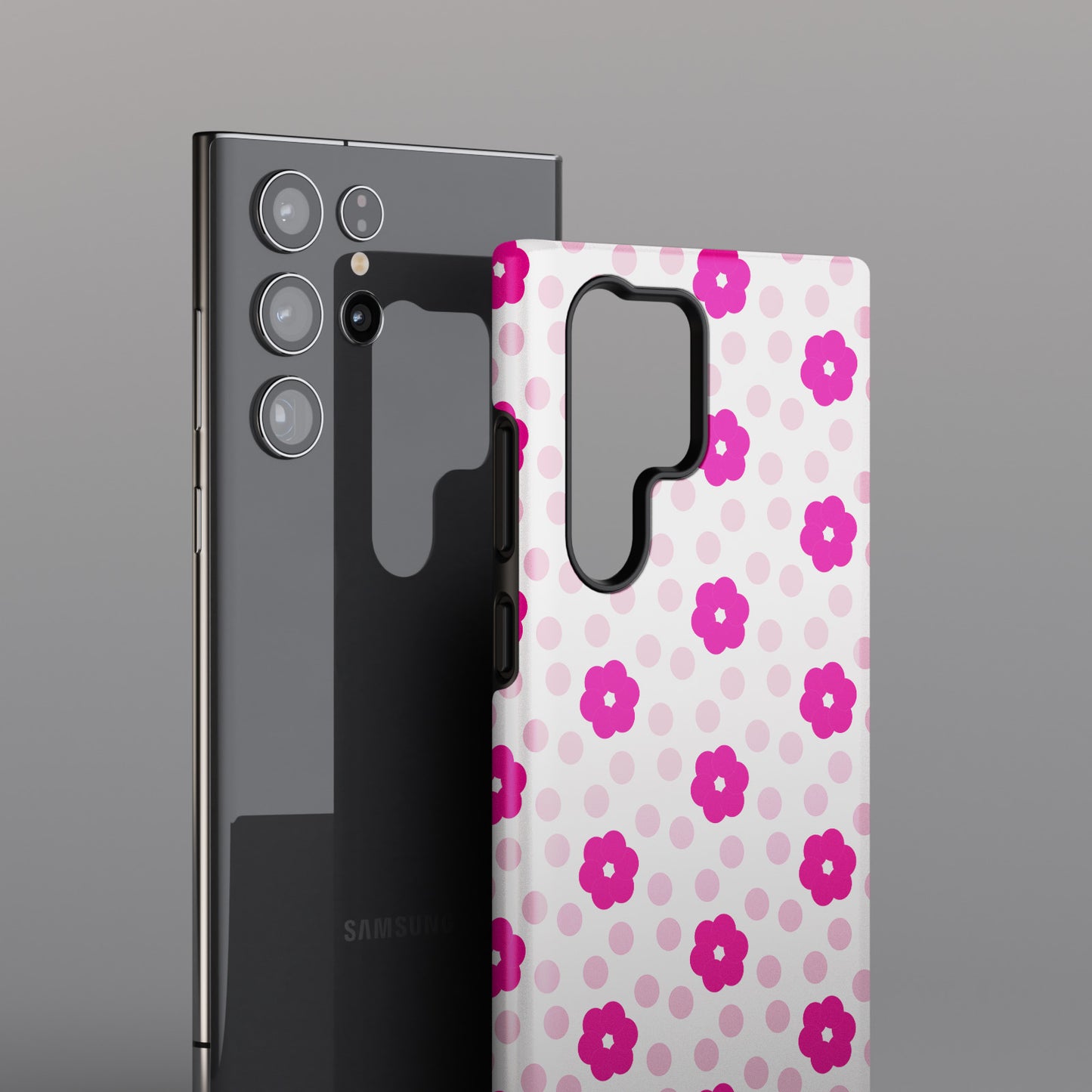 Cute Pink Flower Pattern Design Samsung Phone Case