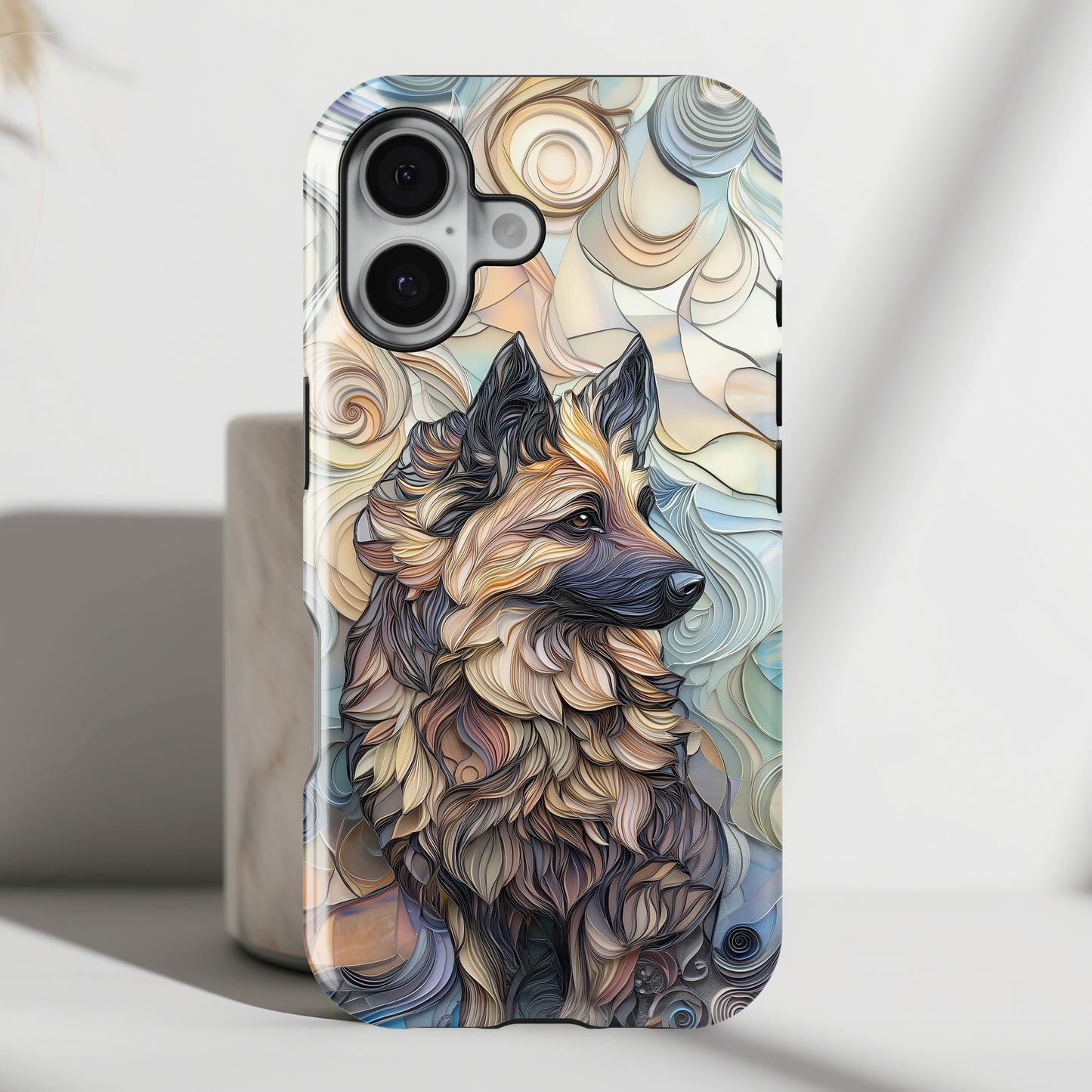 German Shepherd Stained Glass Design iPhone Case