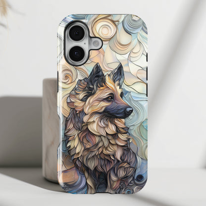 German Shepherd Stained Glass Design iPhone Case