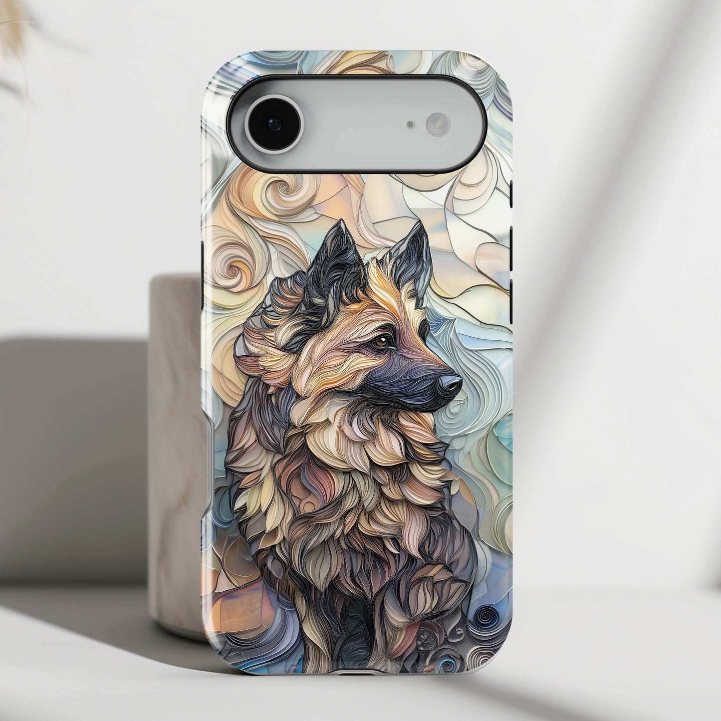 German Shepherd Stained Glass Design iPhone Case