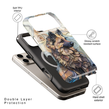 German Shepherd Stained Glass Design iPhone Case