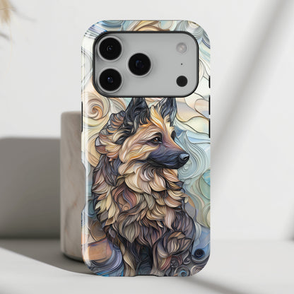 German Shepherd Stained Glass Design iPhone Case