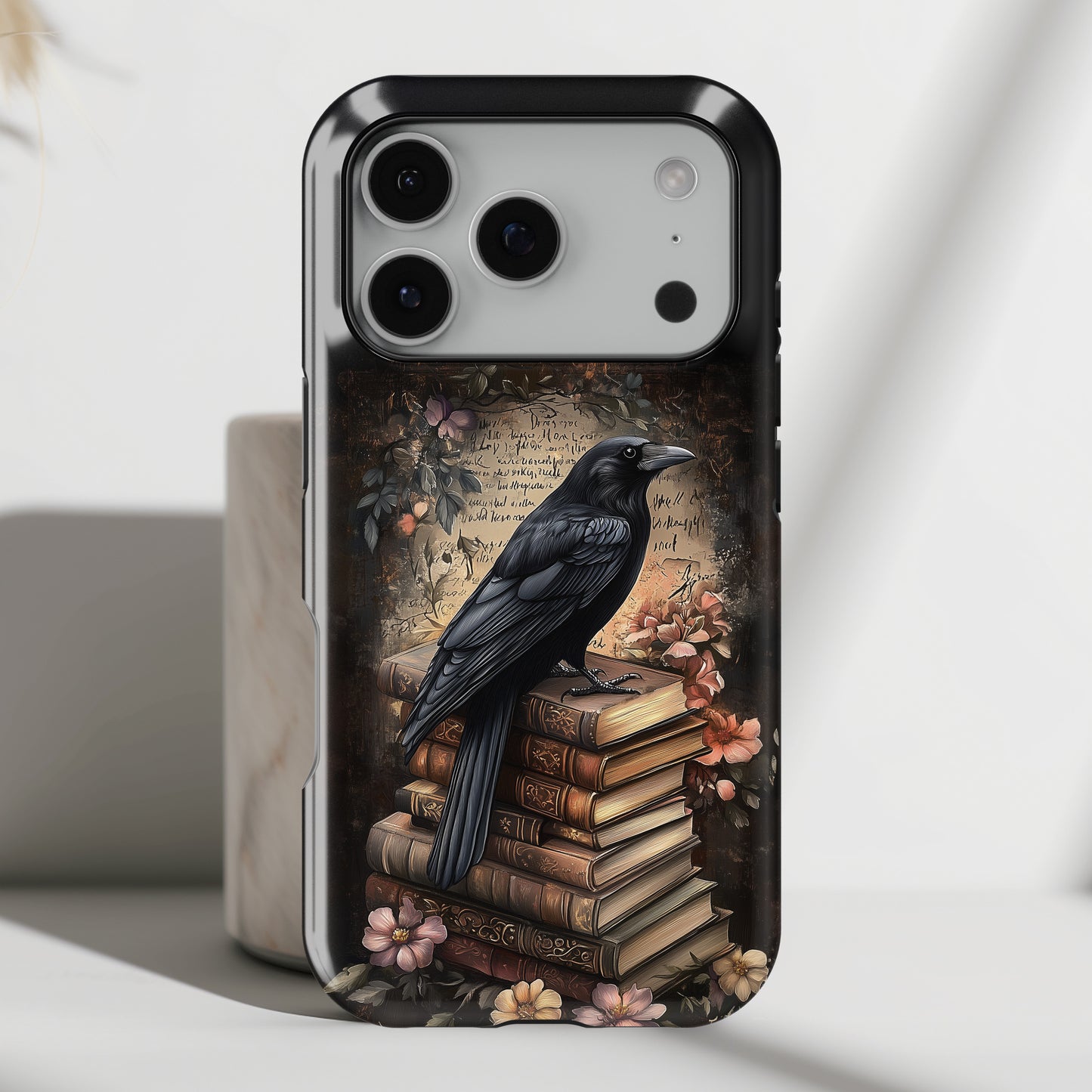 Gothic Book Raven Dark Fantasy Design iPhone Case