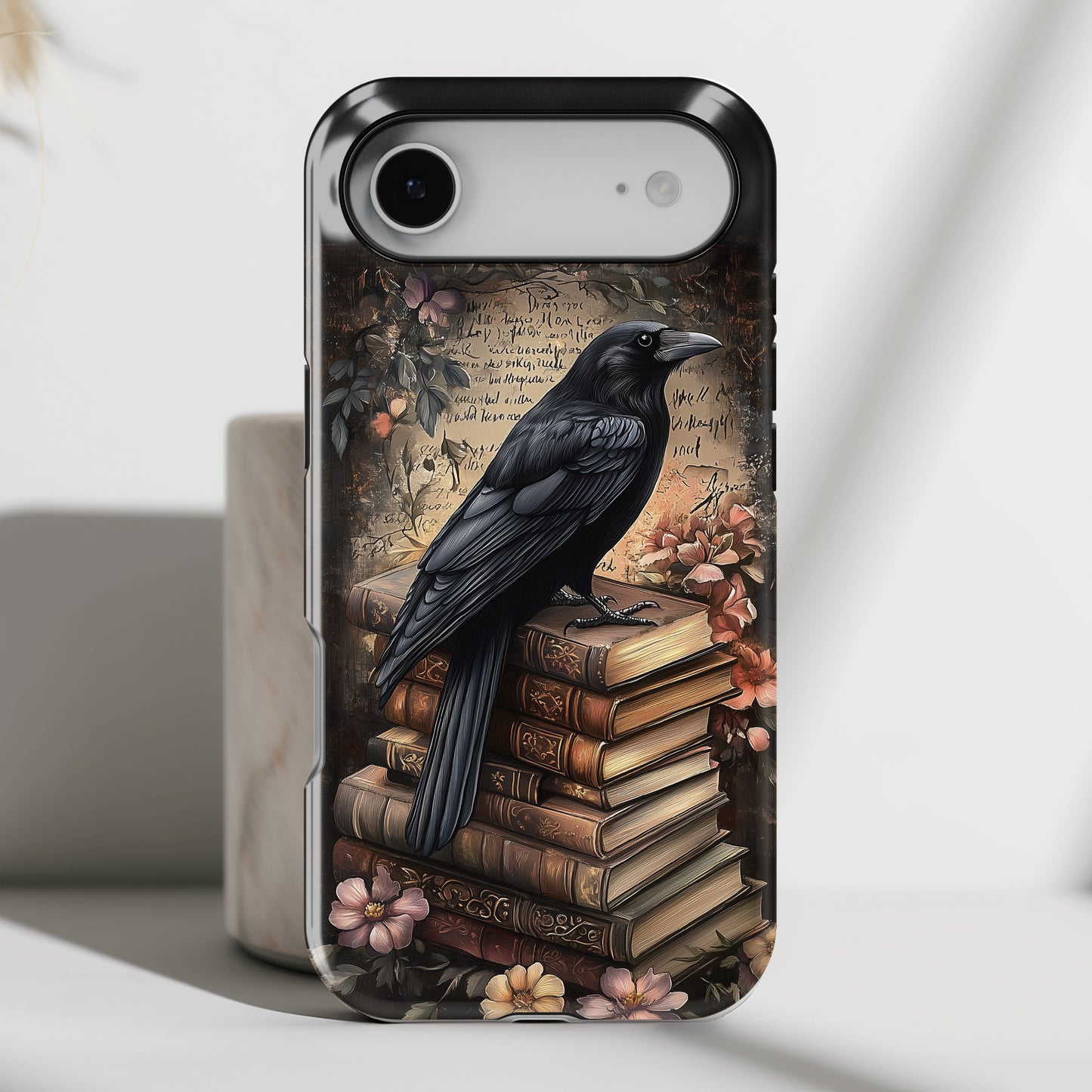Gothic Book Raven Dark Fantasy Design iPhone Case