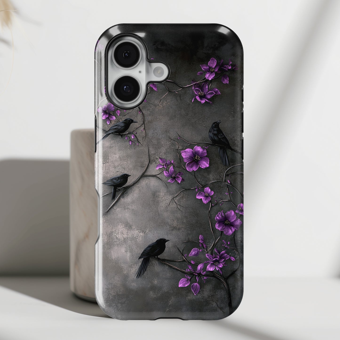 Gothic Purple Flower Tree Dark Fantasy Design iPhone Case