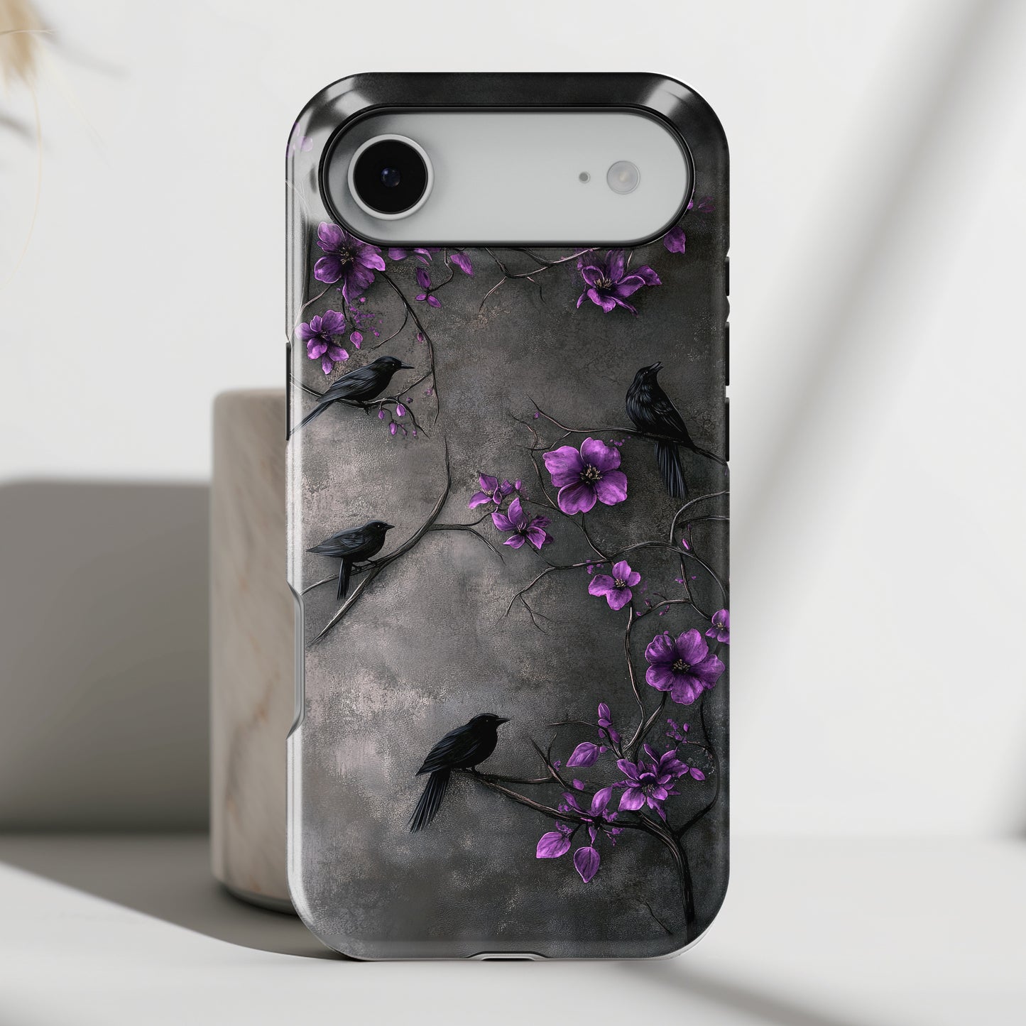 Gothic Purple Flower Tree Dark Fantasy Design iPhone Case