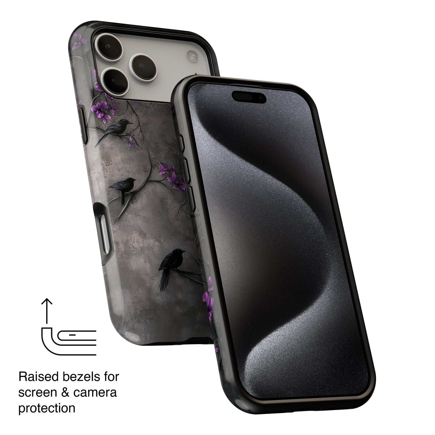 Gothic Purple Flower Tree Dark Fantasy Design iPhone Case
