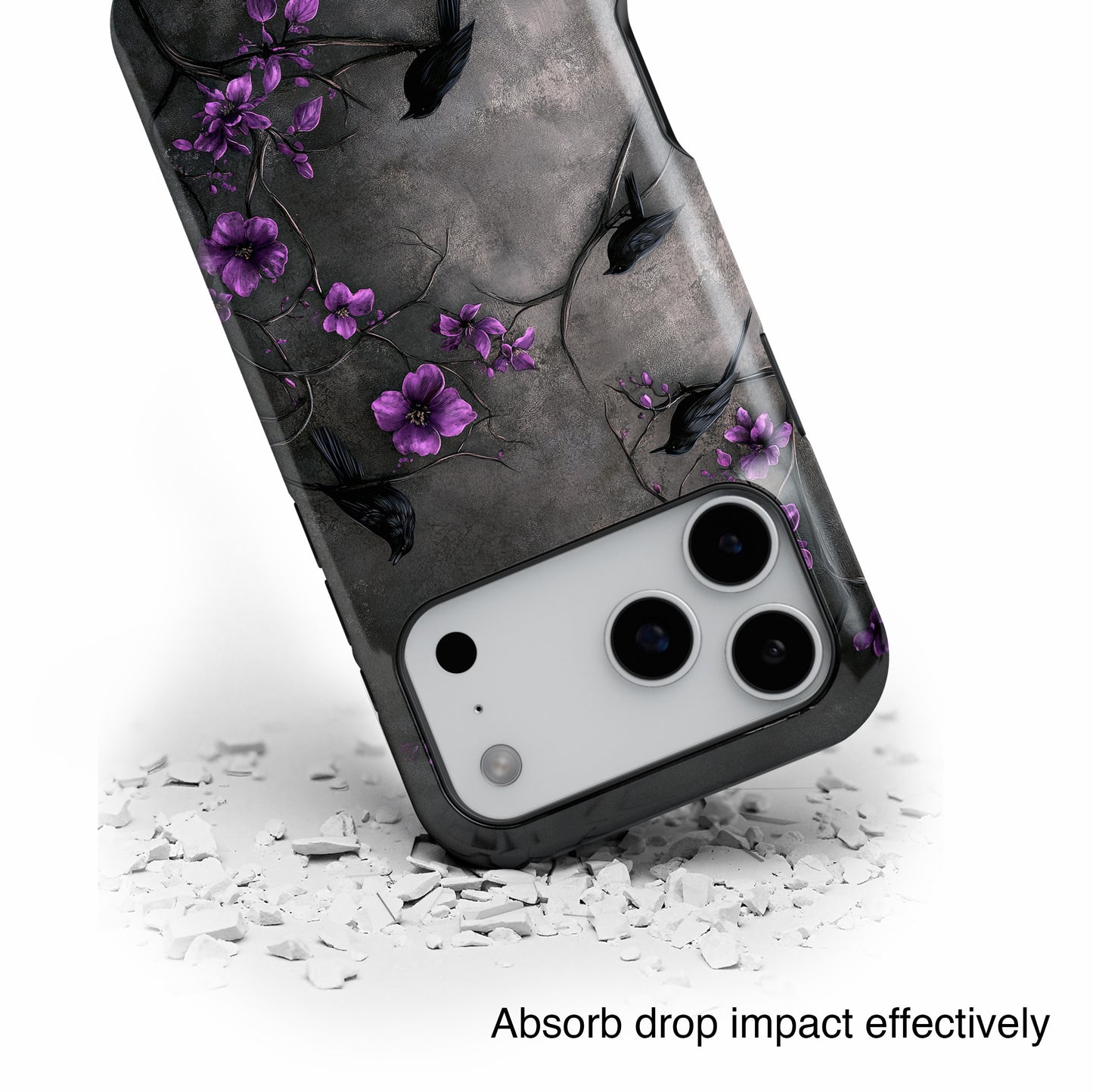 Gothic Purple Flower Tree Dark Fantasy Design iPhone Case