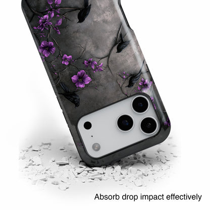 Gothic Purple Flower Tree Dark Fantasy Design iPhone Case