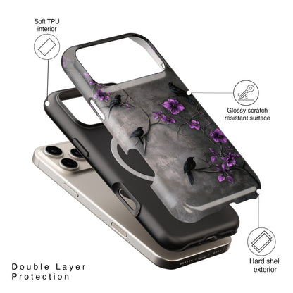 Gothic Purple Flower Tree Dark Fantasy Design iPhone Case