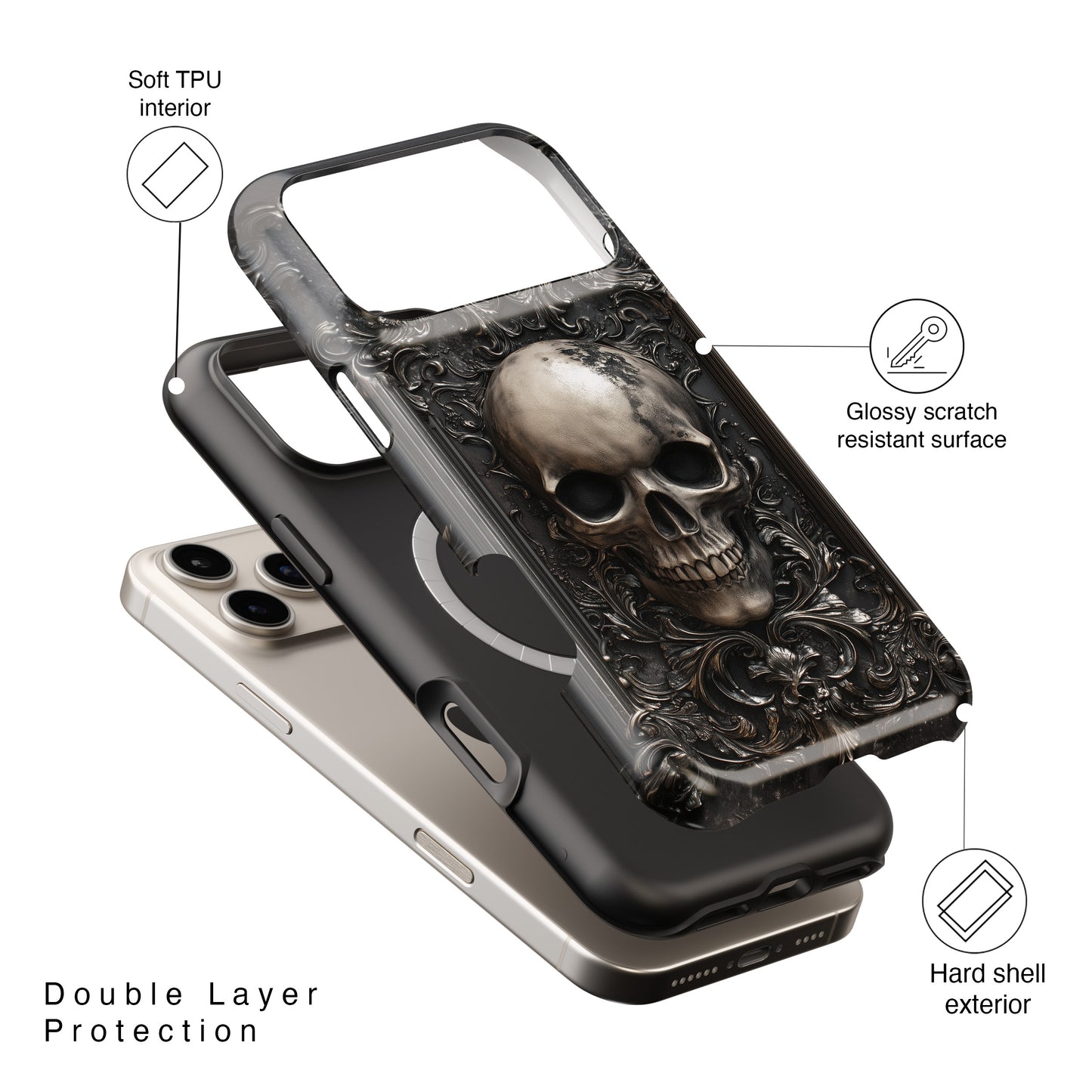 Gothic Skull Metalwork Design iPhone Case