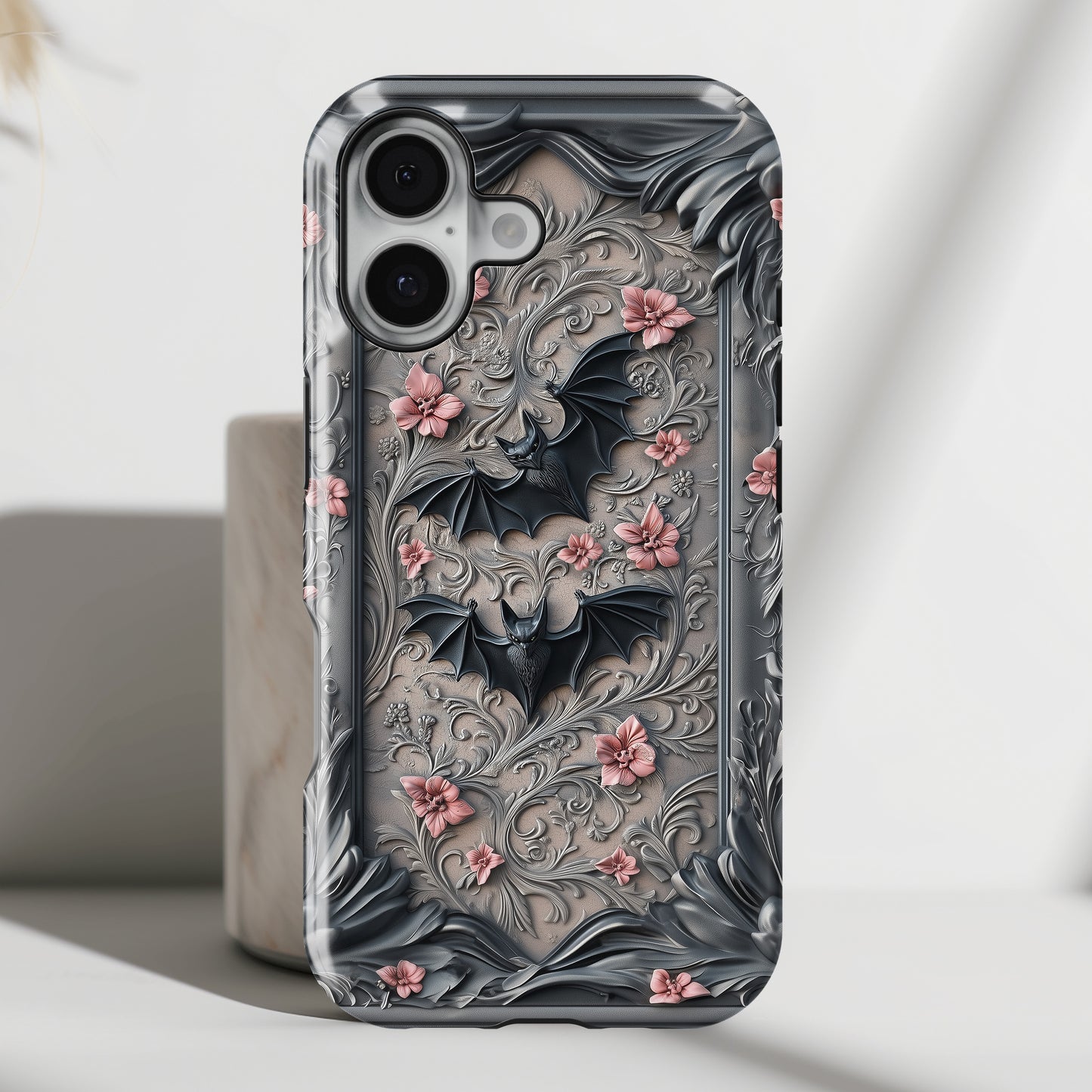 Gothic Victorian Style Bats Design iPhone Case