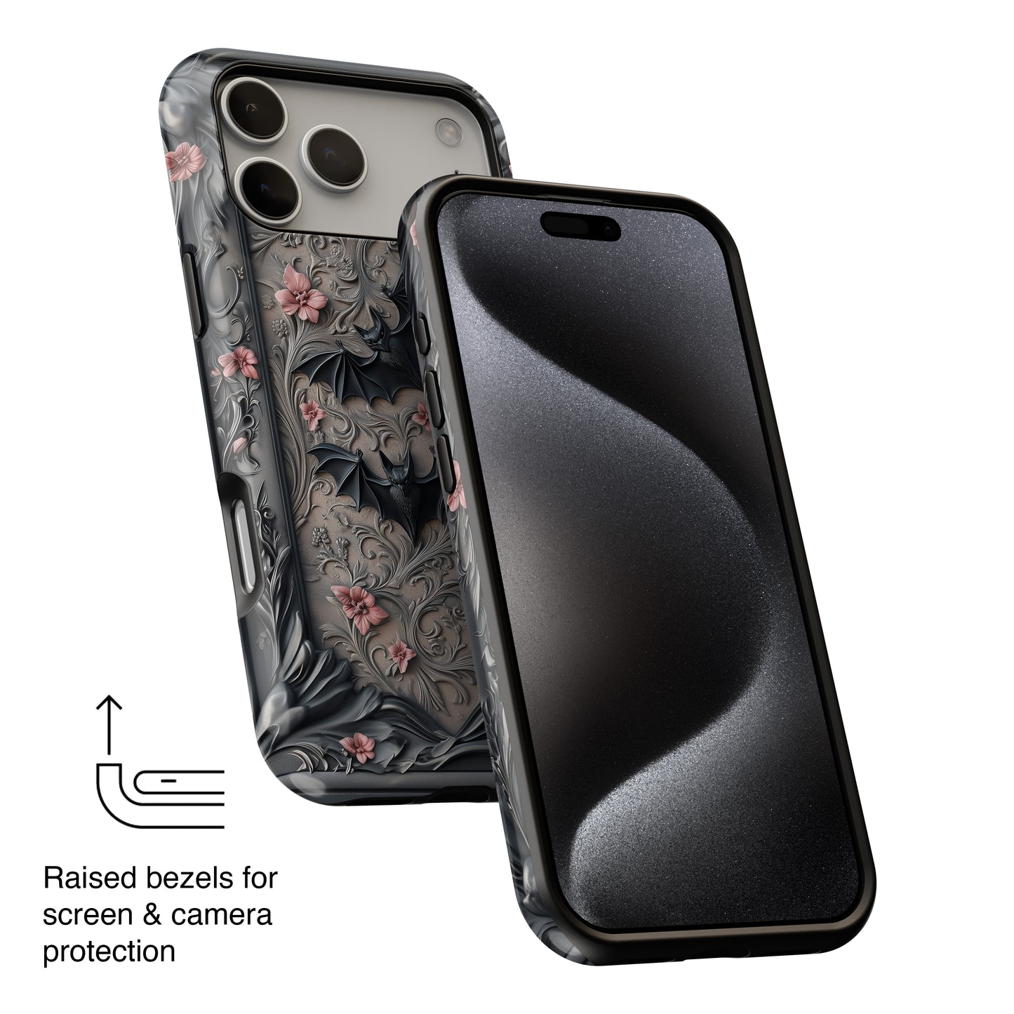 Gothic Victorian Style Bats Design iPhone Case
