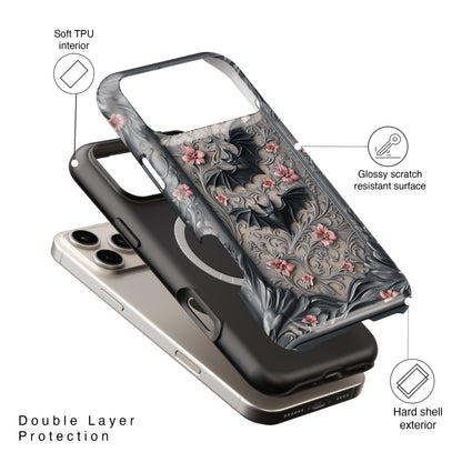 Gothic Victorian Style Bats Design iPhone Case