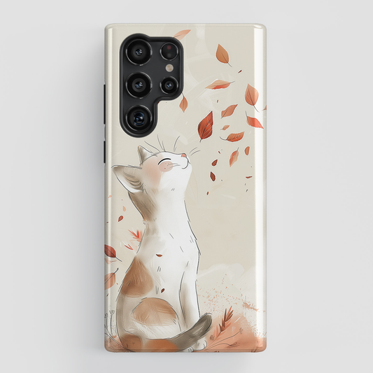 Happy Autumn Cat Hand Drawing Design Samsung Phone Case