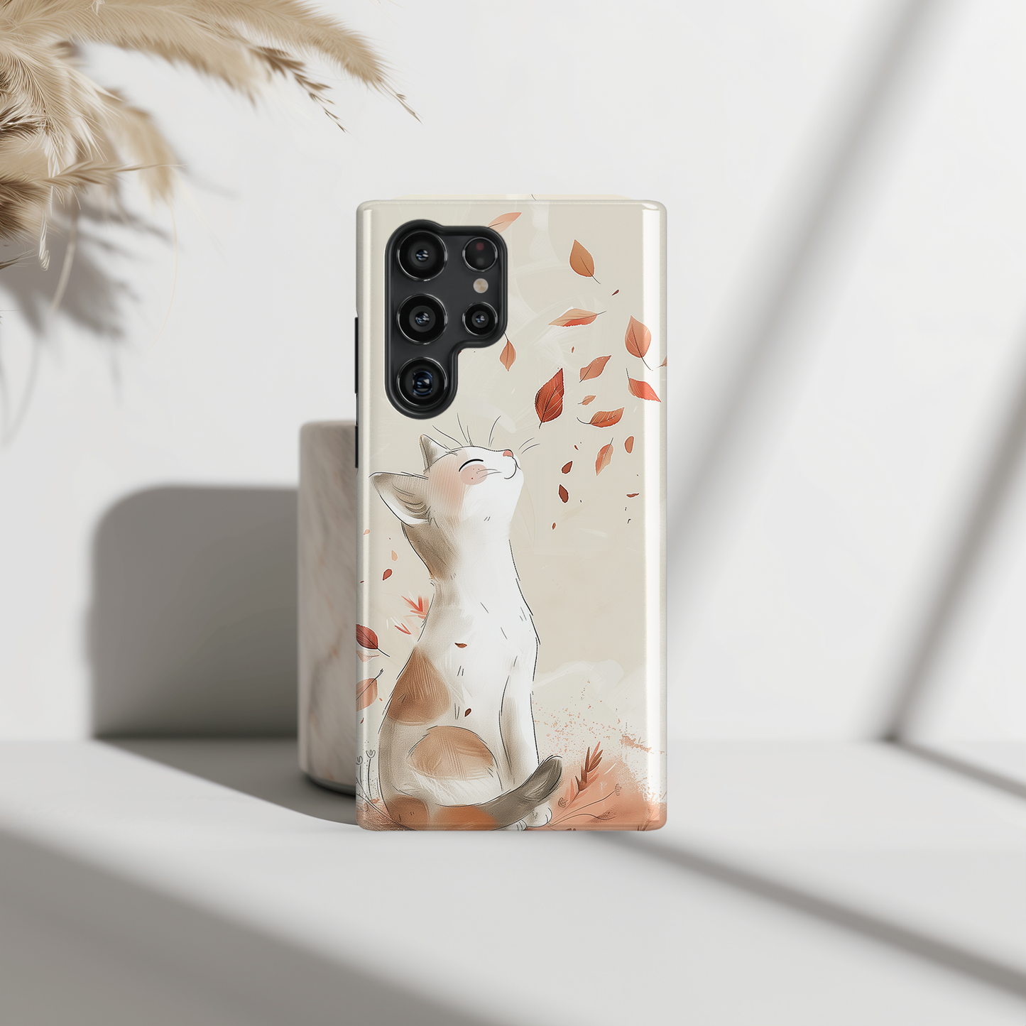 Happy Autumn Cat Hand Drawing Design Samsung Phone Case