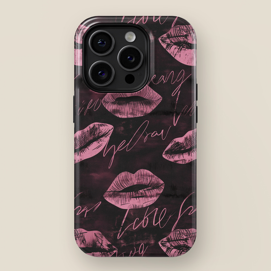 Inky Pink Lips Design iPhone Case