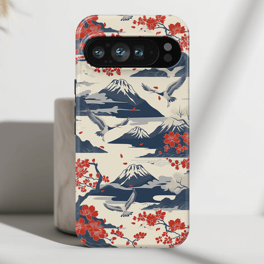 Crane Mountain Japanese Art Landscape Design Phone Case for Google Pixel
