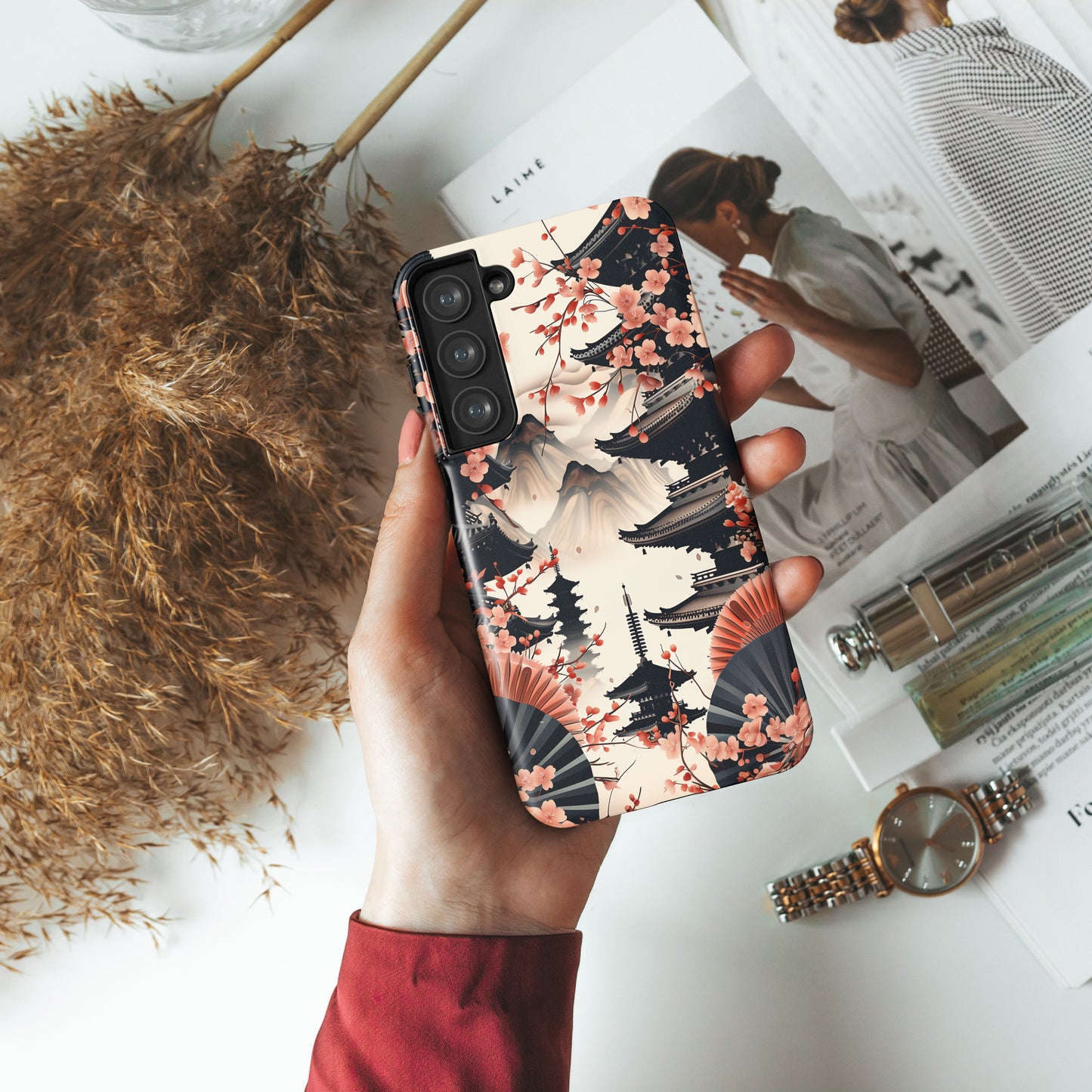 Sakura Pagoda Japanese Art Design Case for Galaxy S series Phones