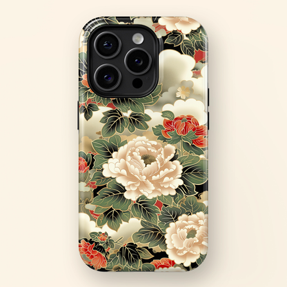 Peonies Japanese Art Floral Design iPhone Case