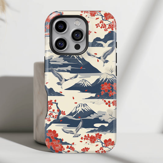 Crane Mountain Japanese Art Landscape Design iPhone Case