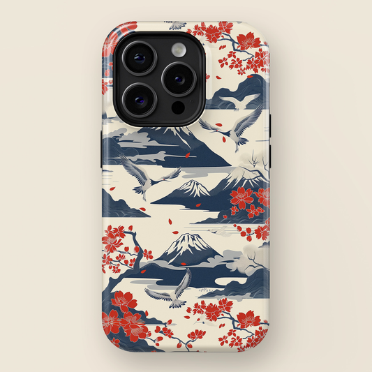 Crane Mountain Japanese Art Landscape Design iPhone Case