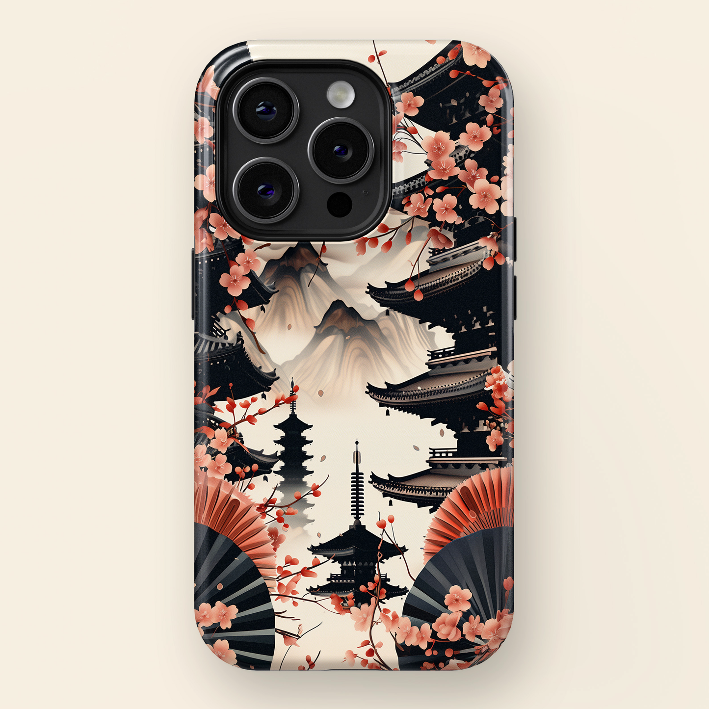 Sakura Pagoda Japanese Art Design iPhone Case