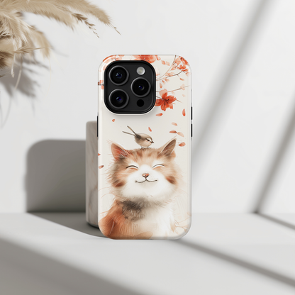 Cute Joyful Cat Portrait Watercolour Design iPhone Case