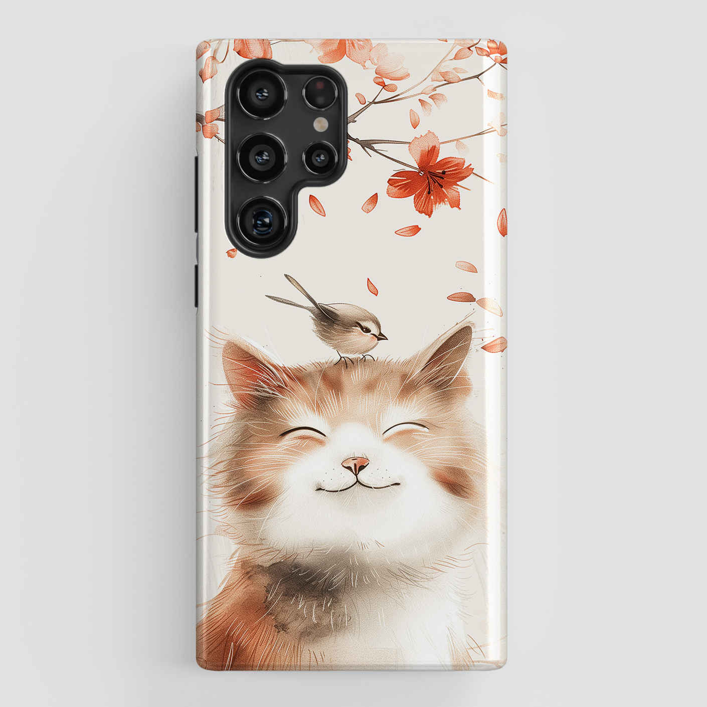 Cute Joyful Cat Portrait Watercolour Design Samsung Phone Case