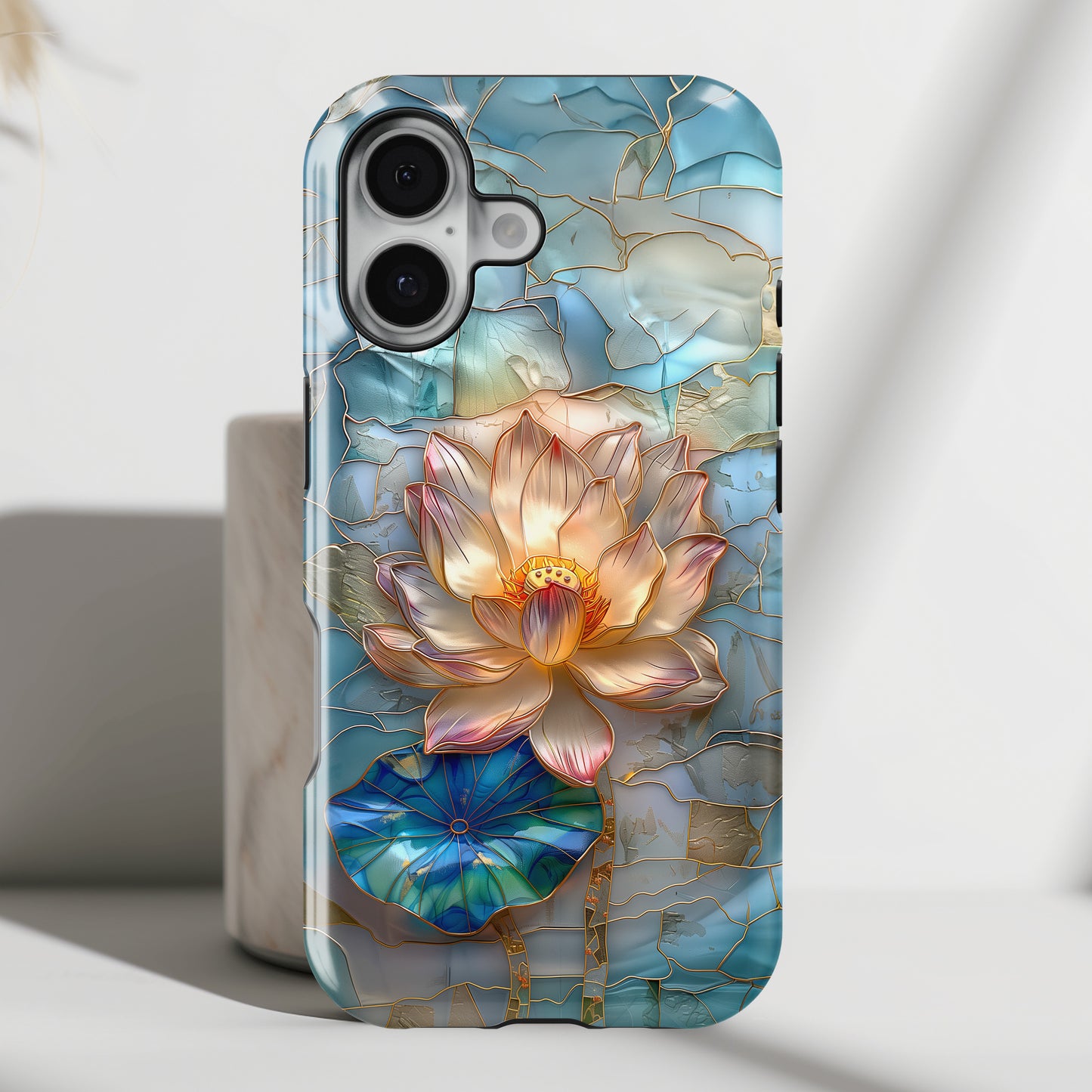 Lotus Flower Stained Glass Design iPhone Case