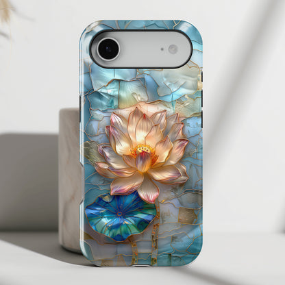 Lotus Flower Stained Glass Design iPhone Case