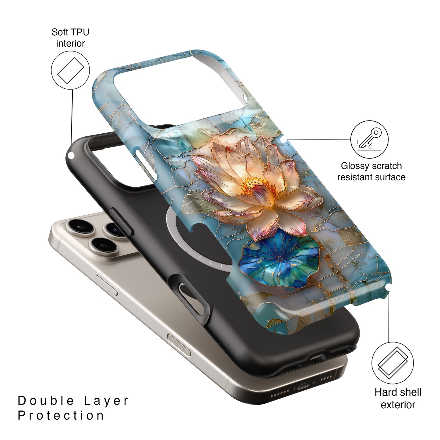 Lotus Flower Stained Glass Design iPhone Case