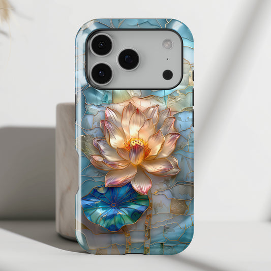 Lotus Flower Stained Glass Design iPhone Case