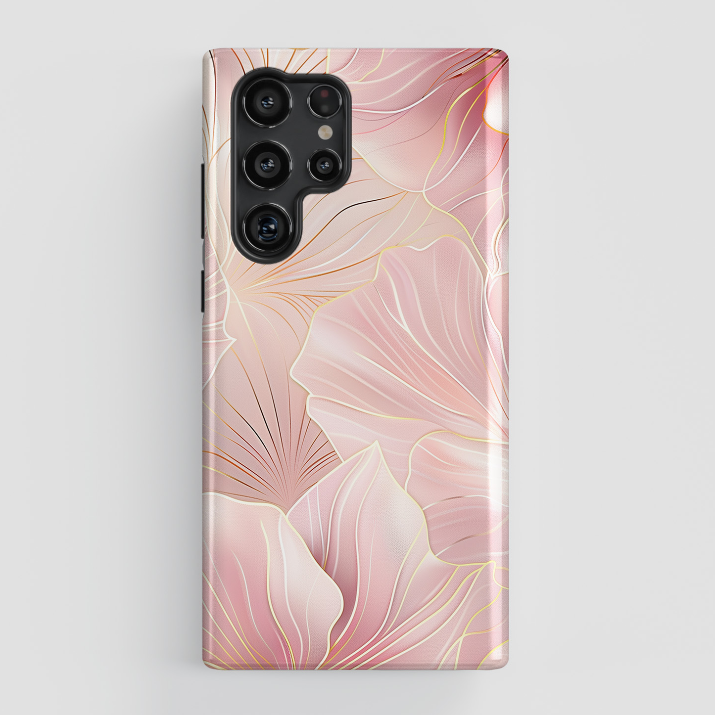 Luxury Pink Floral with Golden Lining Design Samsung Phone Case