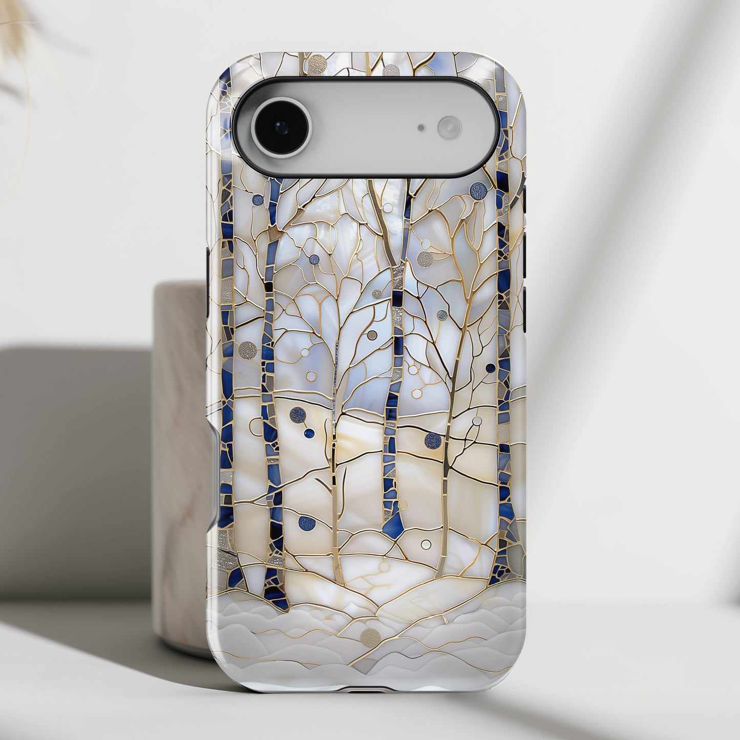 Magical Winter Forest Stained Glass Design iPhone Case