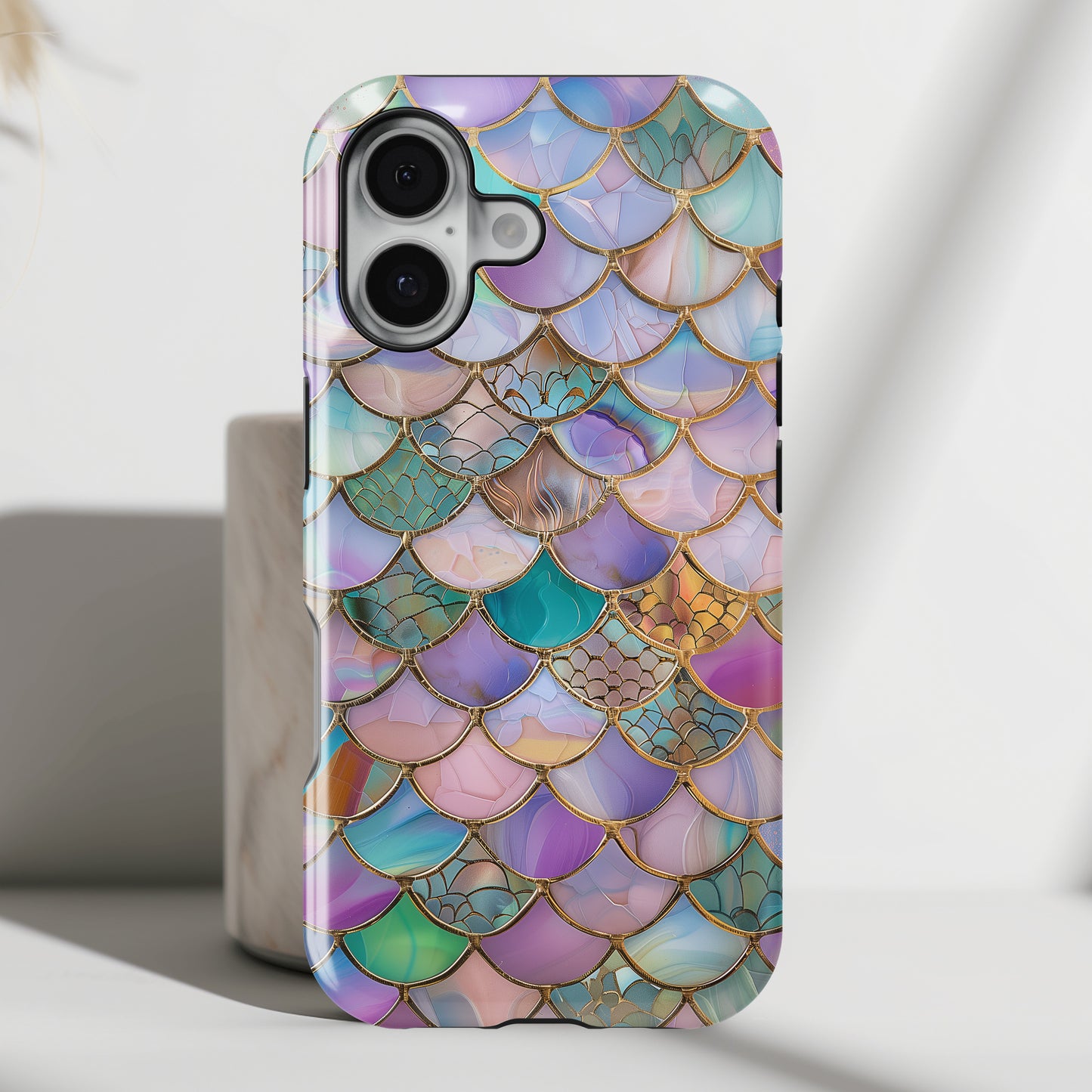 Mermaid Scale Mosaic Stained Glass Design iPhone Case