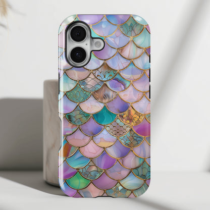 Mermaid Scale Mosaic Stained Glass Design iPhone Case