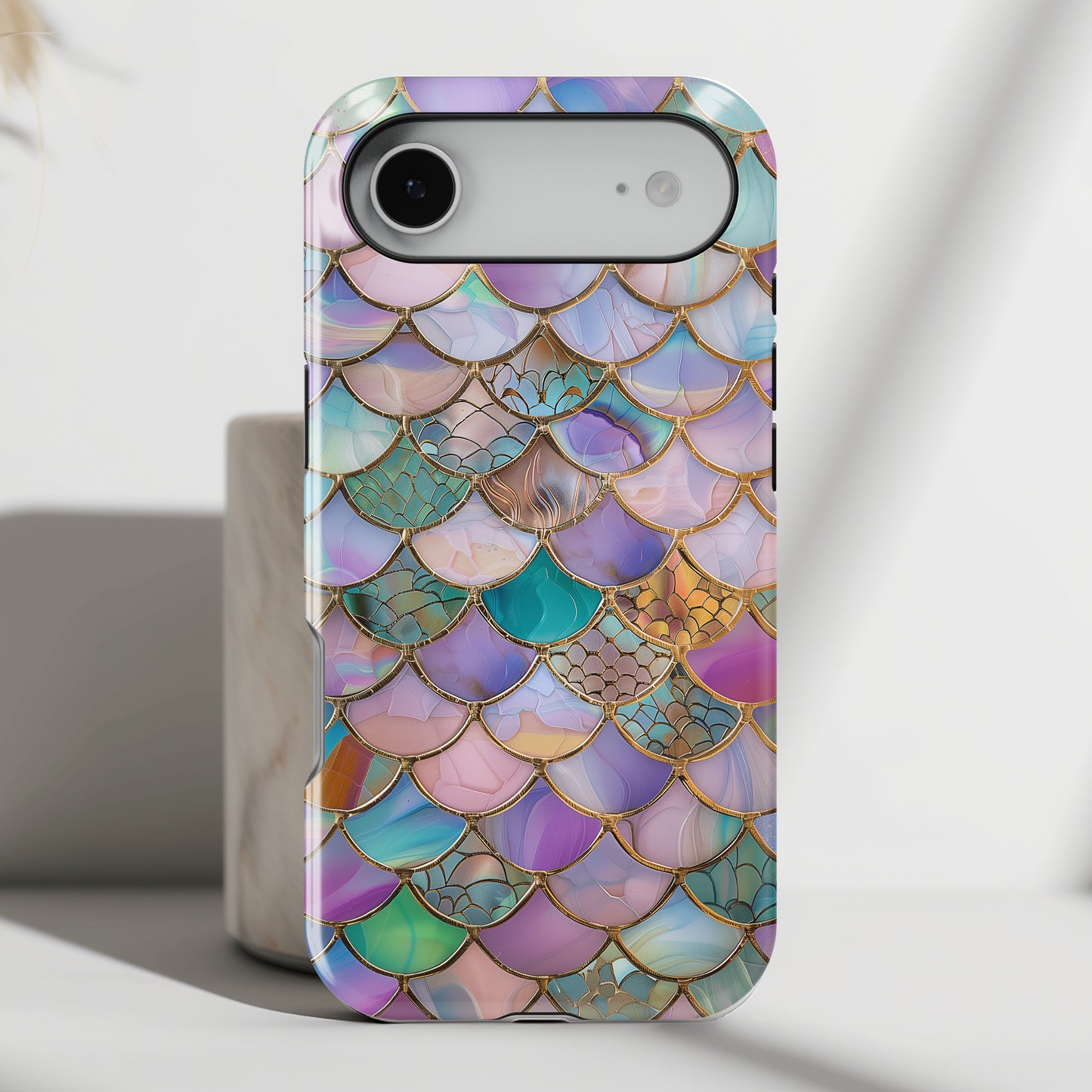 Mermaid Scale Mosaic Stained Glass Design iPhone Case