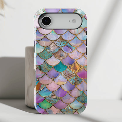 Mermaid Scale Mosaic Stained Glass Design iPhone Case