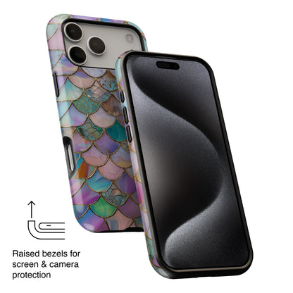 Mermaid Scale Mosaic Stained Glass Design iPhone Case