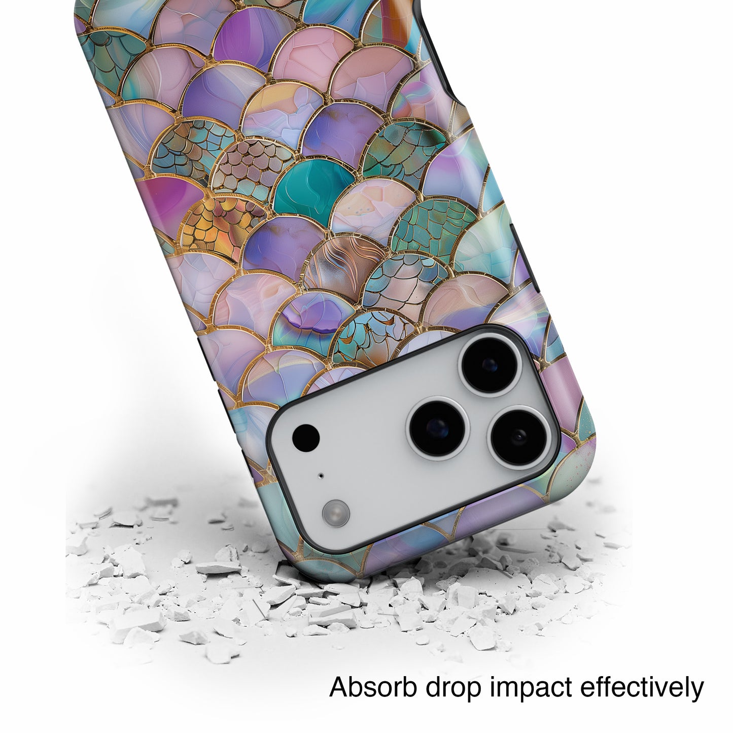 Mermaid Scale Mosaic Stained Glass Design iPhone Case