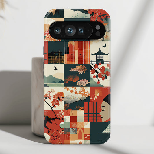 Modern Japanese Illustration Collage Design Phone Case for Google Pixel