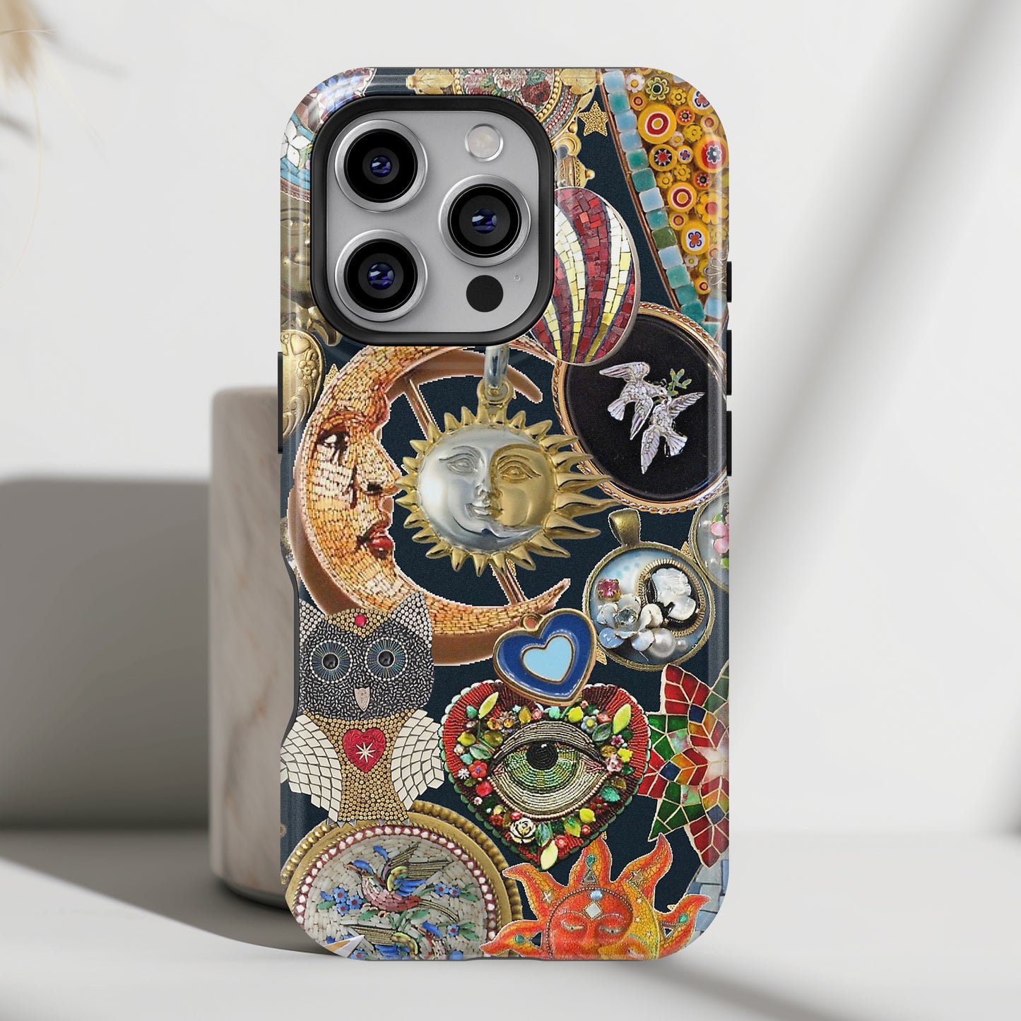 Mosaic Charm Vintage Collage Design iPhone Case