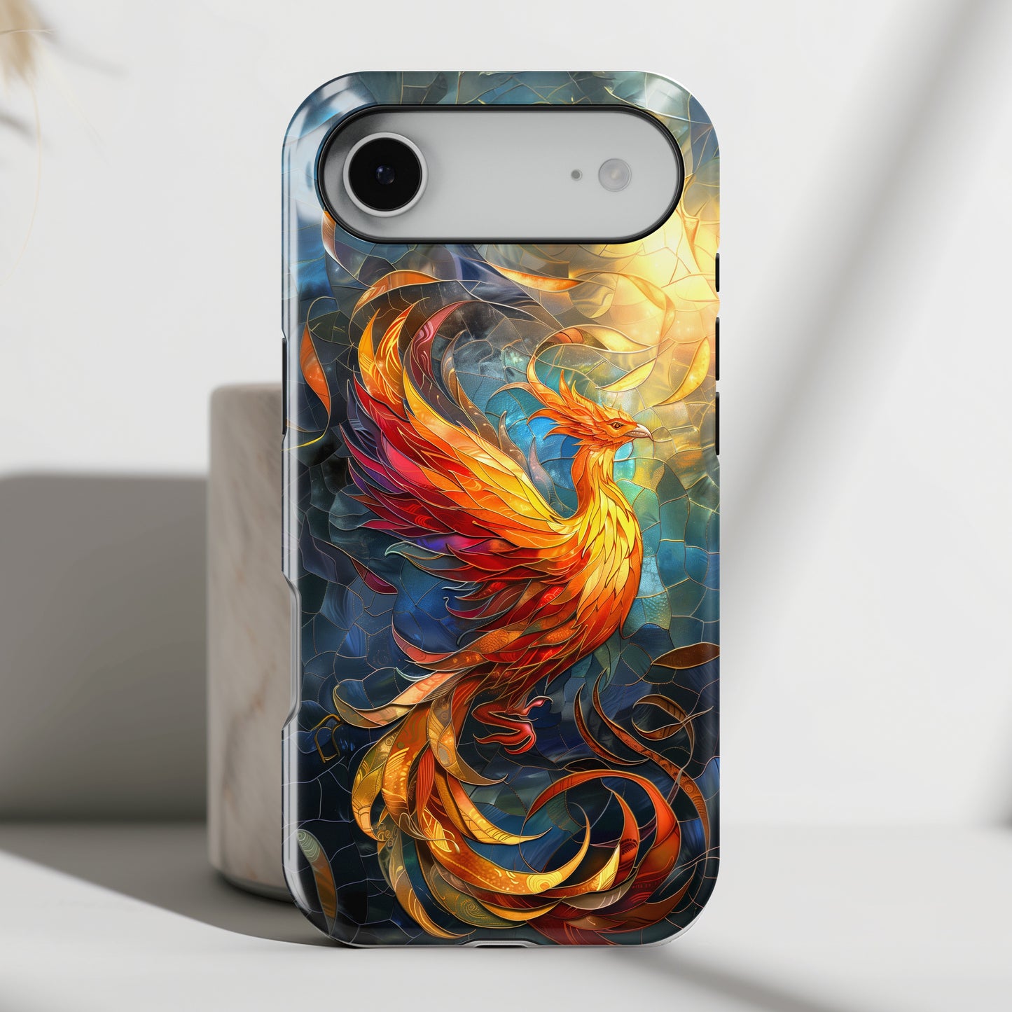 Mythical Phoenix Stained Glass Design iPhone Case
