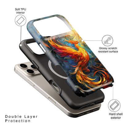 Mythical Phoenix Stained Glass Design iPhone Case