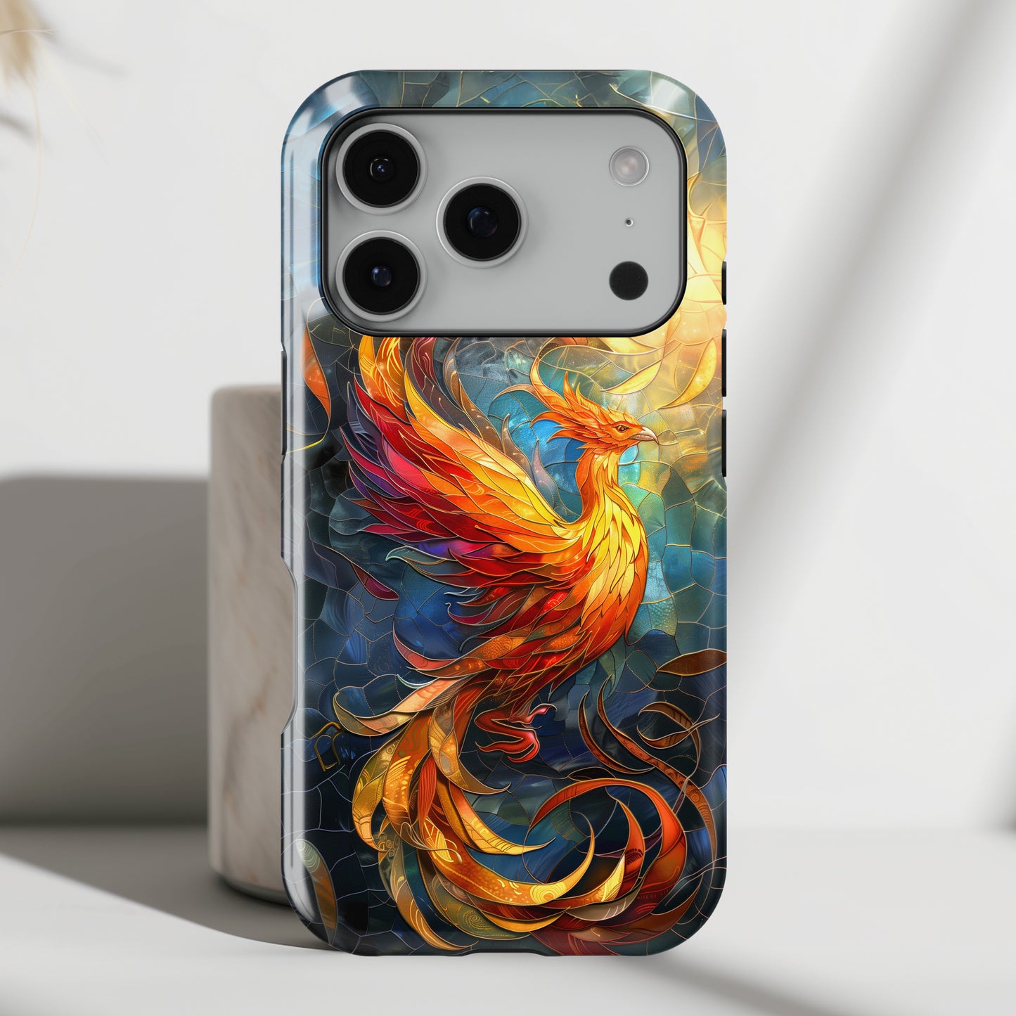 Mythical Phoenix Stained Glass Design iPhone Case