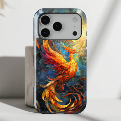 Mythical Phoenix Stained Glass Design iPhone Case