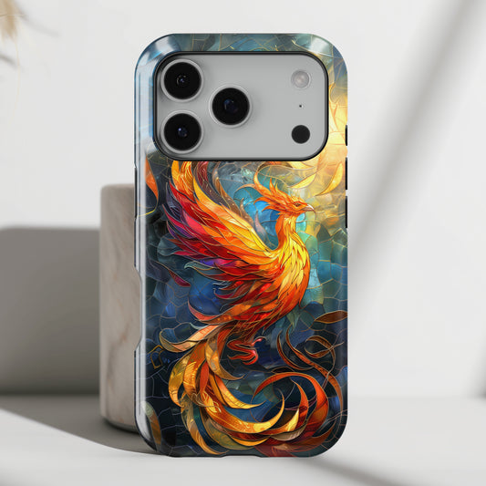 Mythical Phoenix Stained Glass Design iPhone Case