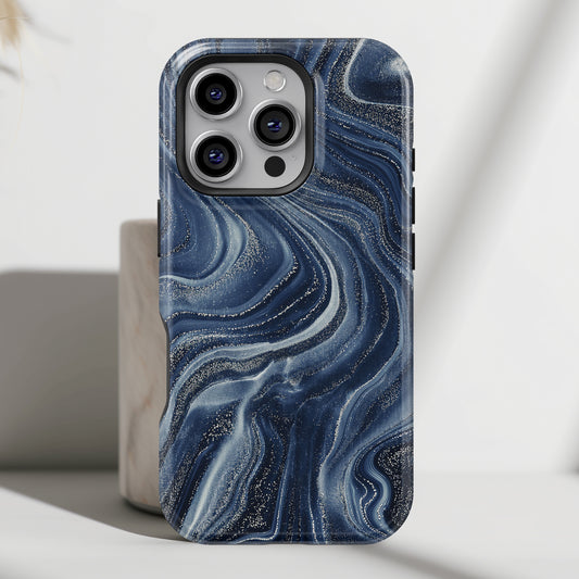 Galaxy Navy Marble Case for iPhone